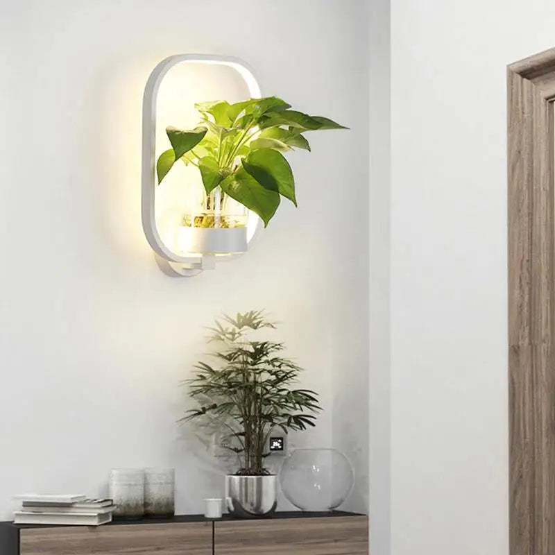 LED Botanical Wall Light with Glass Vase – Oval & Round