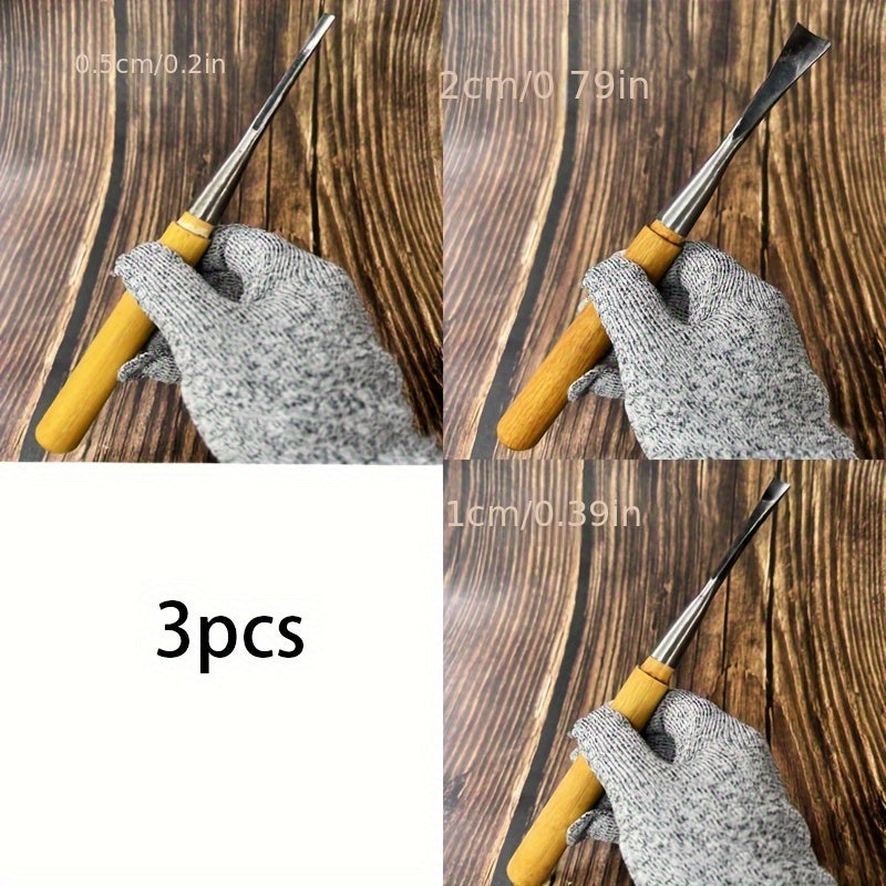 3-Piece Precision Chisel Set with Fixed Blade Measurements