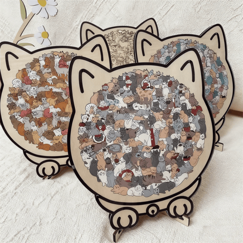 Calming Wooden Puzzle for Cat Lovers