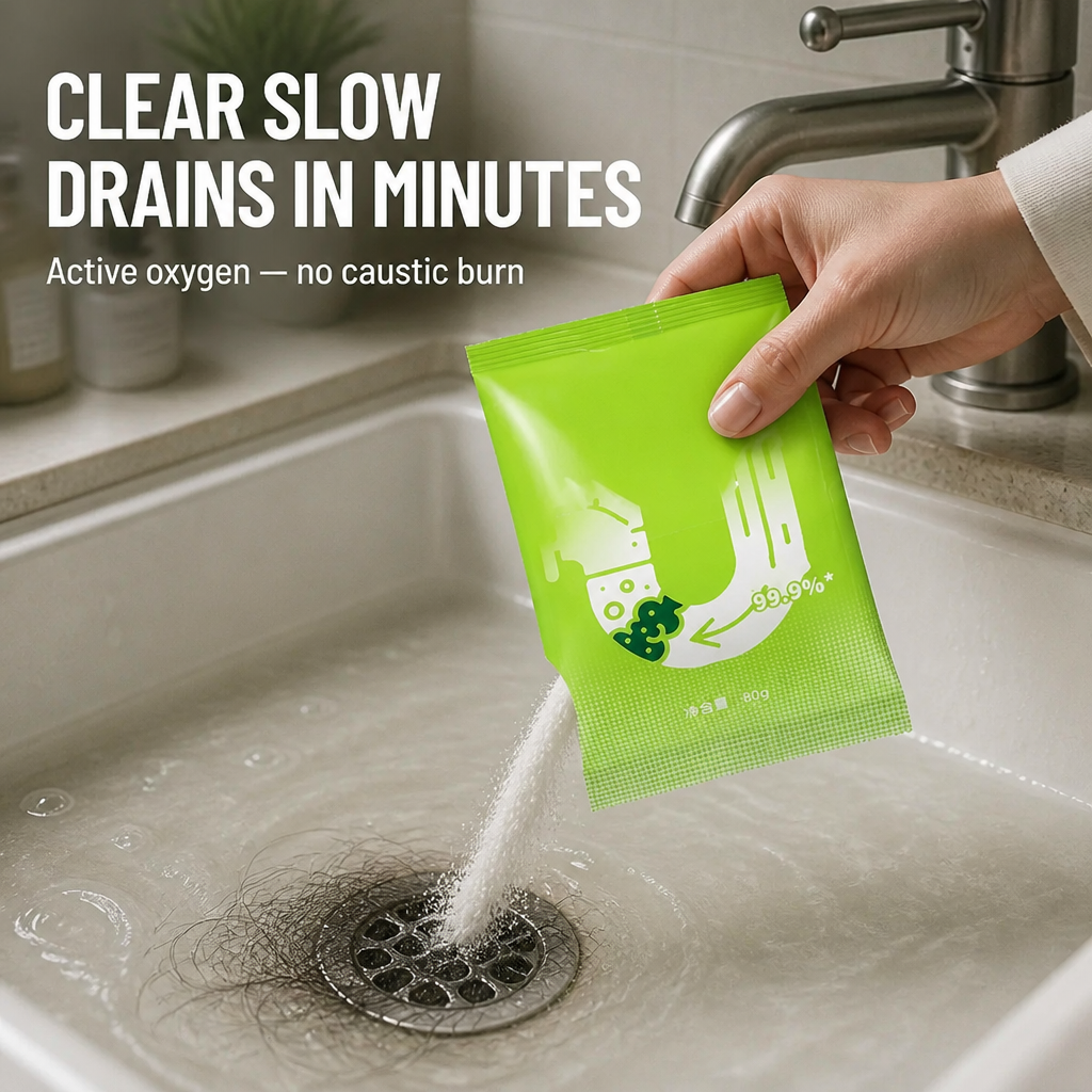 RapidFlowX™ — Dissolve Hair, Grease & Sludge in Minutes Without Burning Your Pipes