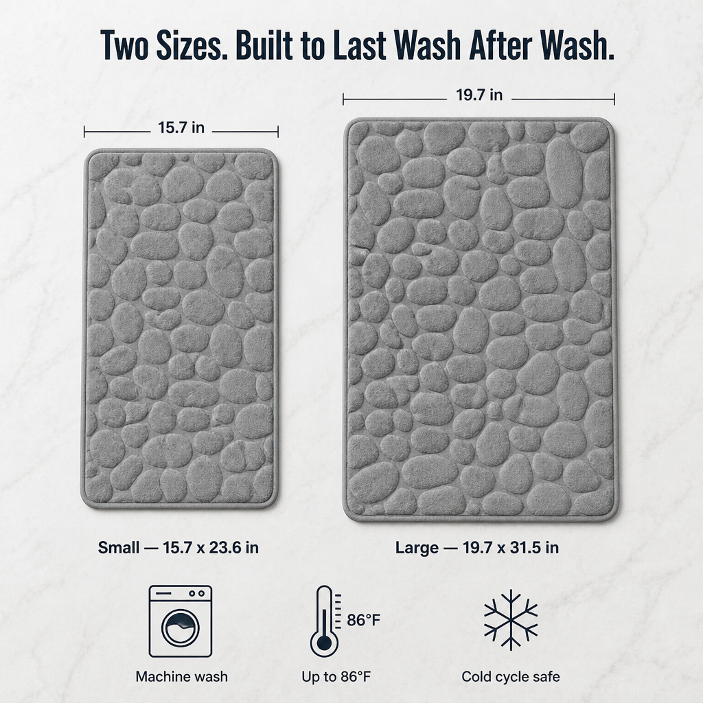 EverLux™ — Step Onto Plush Cobblestones That Grip Tile and Dry in Seconds
