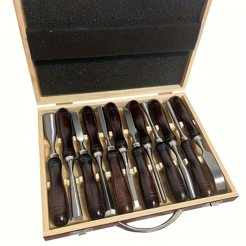 Wood Carving Tool Set – 12-Piece Precision Kit with Wooden Case