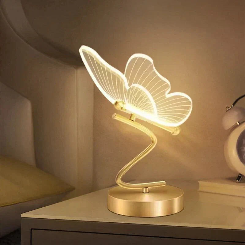 Butterfly LED Desk Lamp with Acrylic Wings – Warm Ambient Light