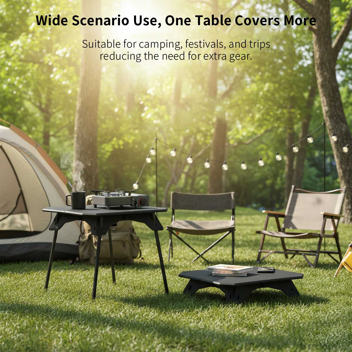 Lightweight Folding Camping Table with Adjustable Height