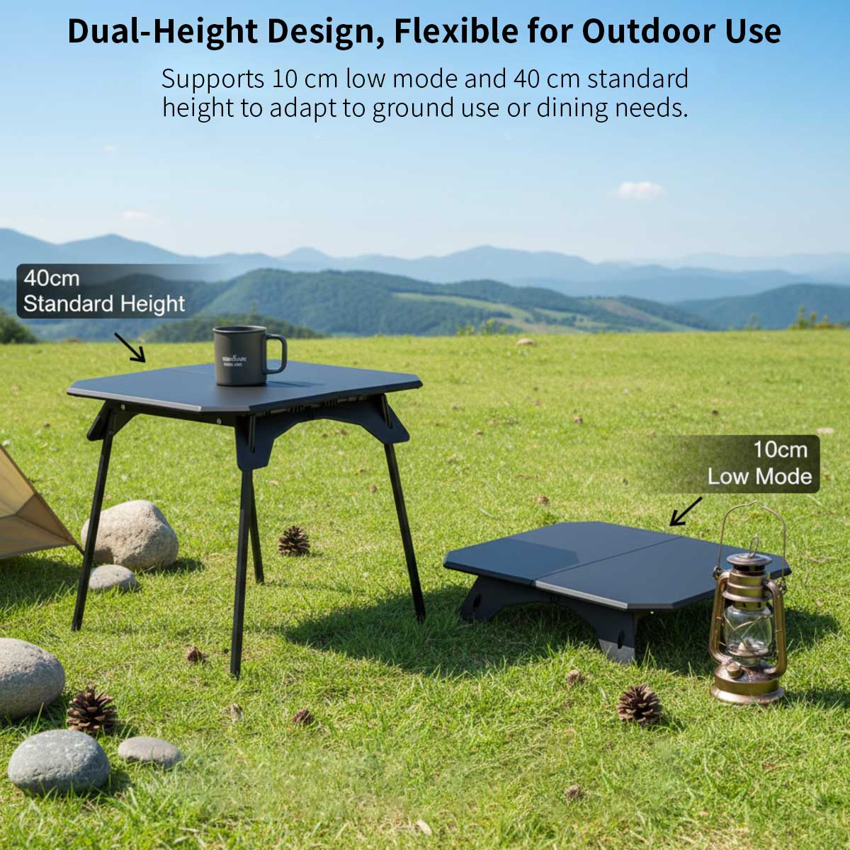 Lightweight Folding Camping Table with Adjustable Height