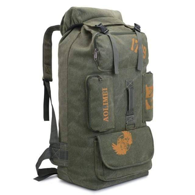 100L Heavy-Duty Canvas Backpack for Camping and Hiking