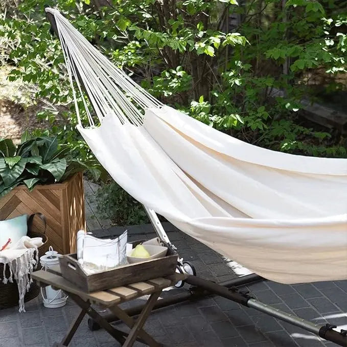 Canvas Hammock for Outdoors with Spreader Bars – Anti-Roll Design