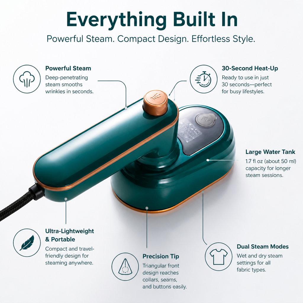 StylePulse™ — Press Out Travel Wrinkles in 30 Seconds, Anywhere You Land