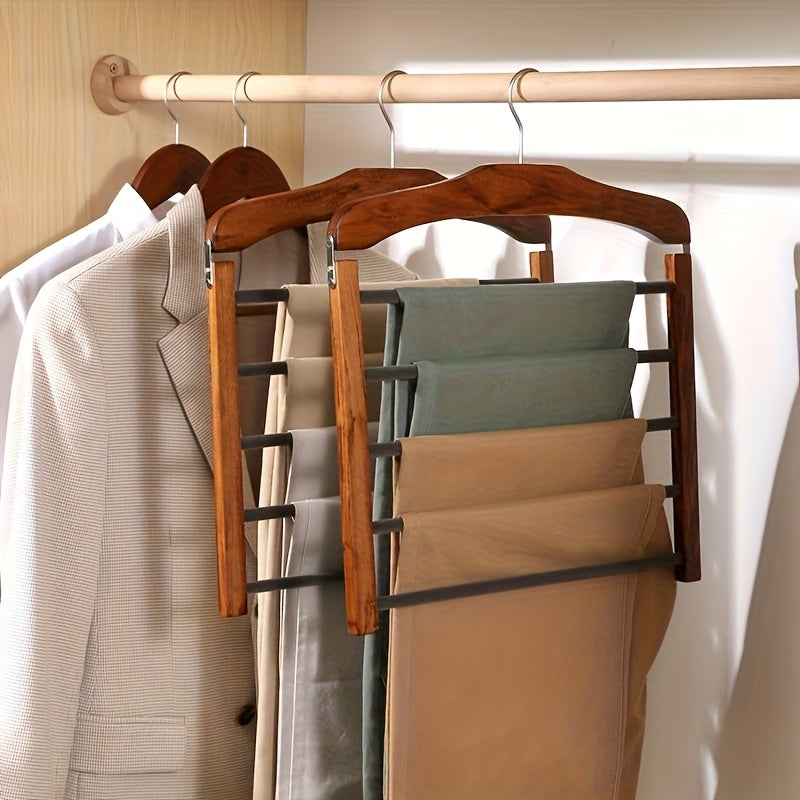 Set of 2 Multi-Layer Wooden Trouser Hangers