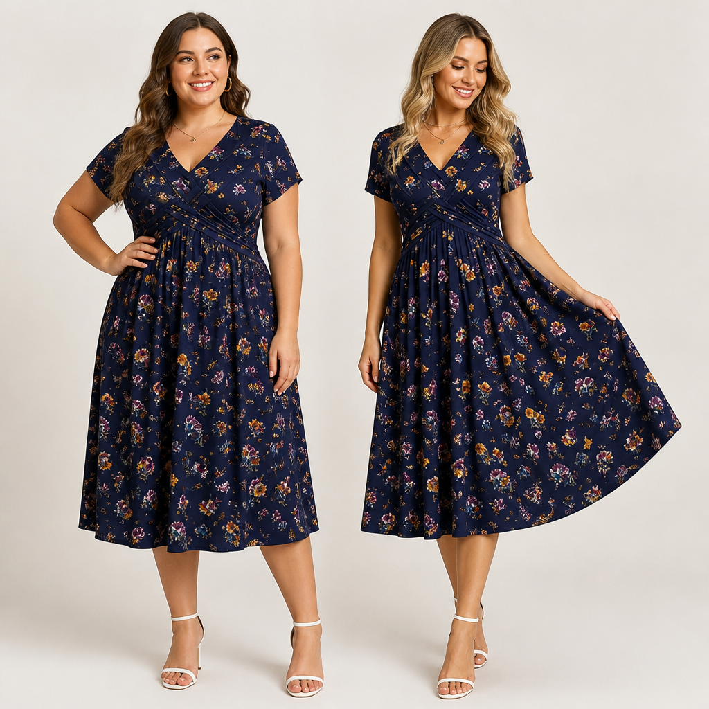VivaLuxe™ Floral Twist Dress — Sculpt Your Curves and Radiate Confidence All Day Long