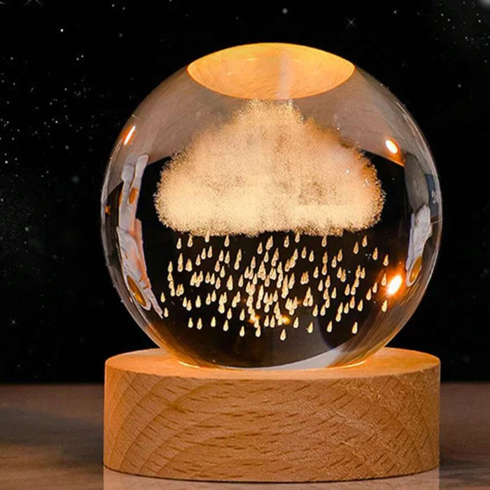 3D Carved Crystal Globe Lamp – Soft LED Night Light