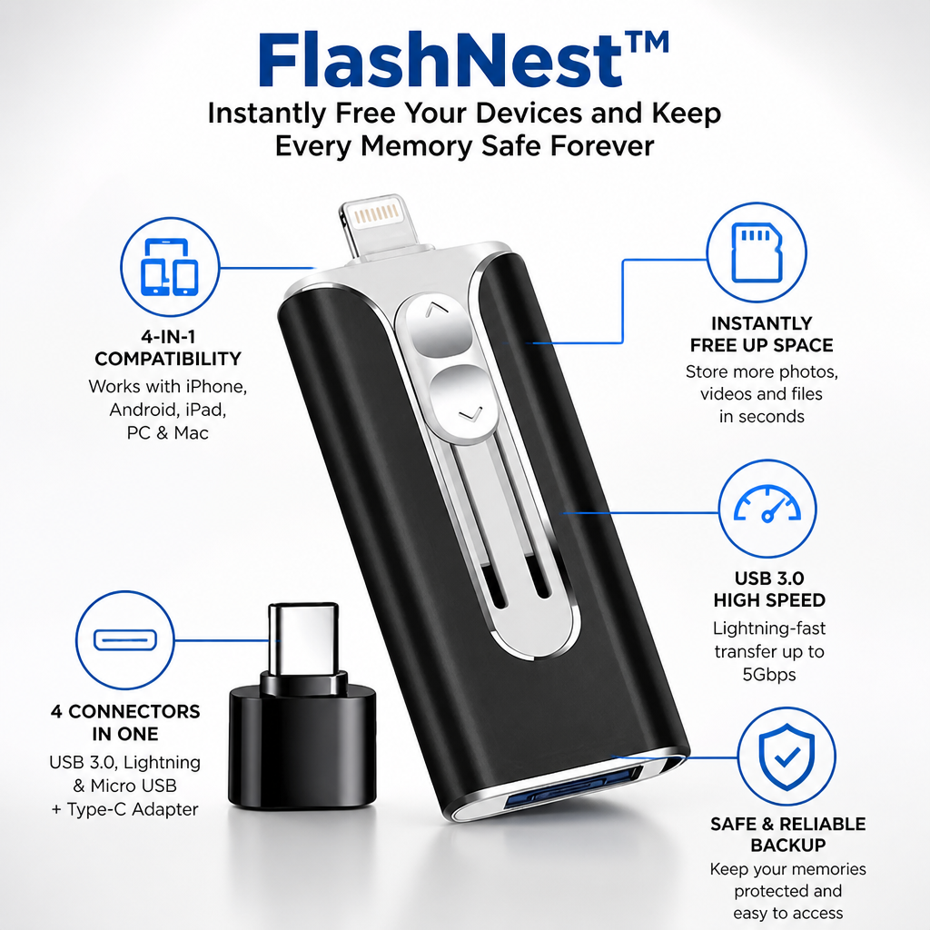FlashNest™ — Instantly Free Your Devices and Keep Every Memory Safe Forever