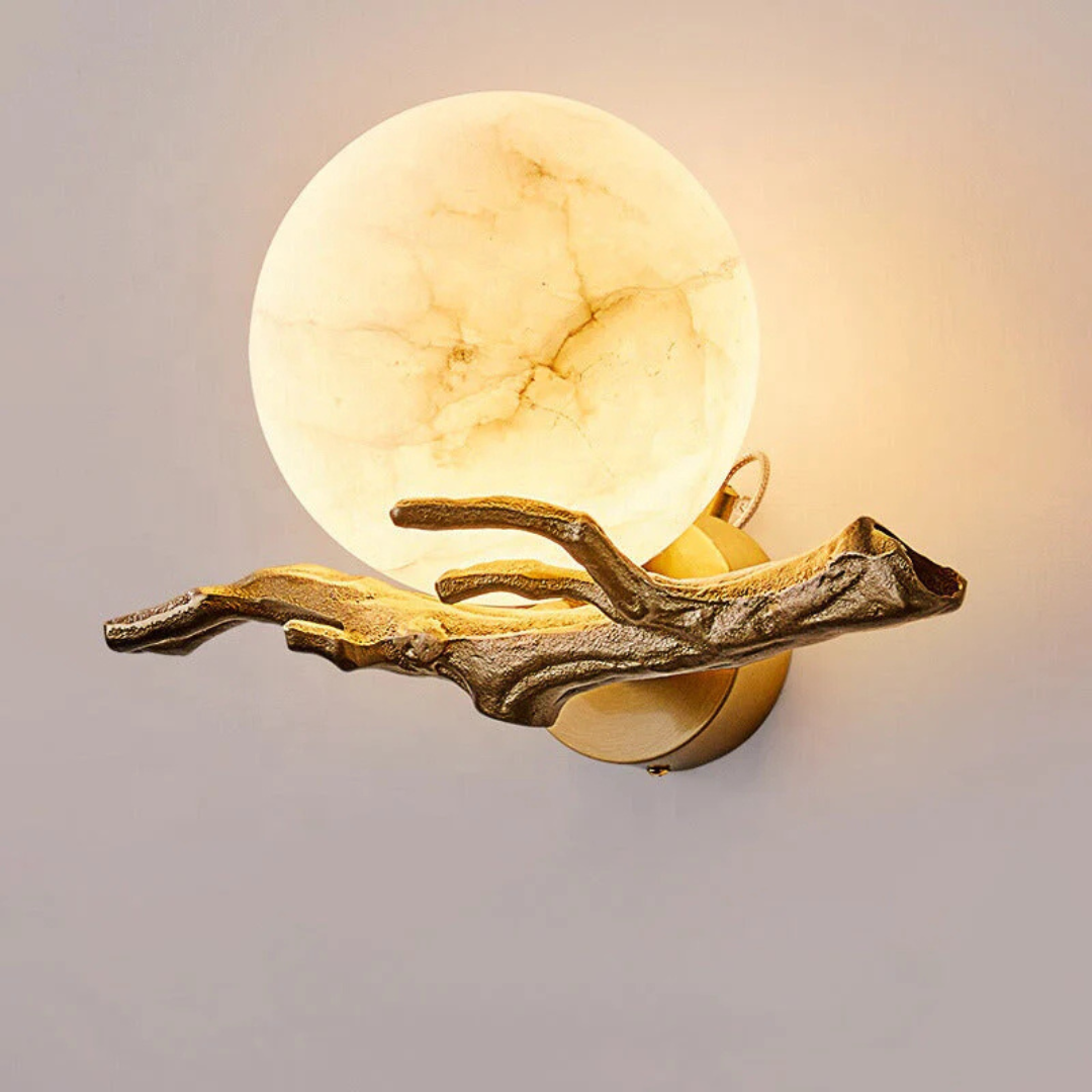 Marble Wall Sconce with Warm LED Illumination