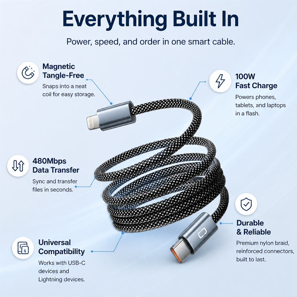 AeroMag™ — Charge Faster, Stay Tangle-Free, and Own Your Space Instantly