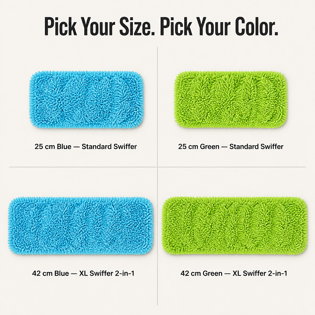 SwiftSleek™ — Snap-On Microfiber Pads That Grab Pet Hair Through 150 Washes