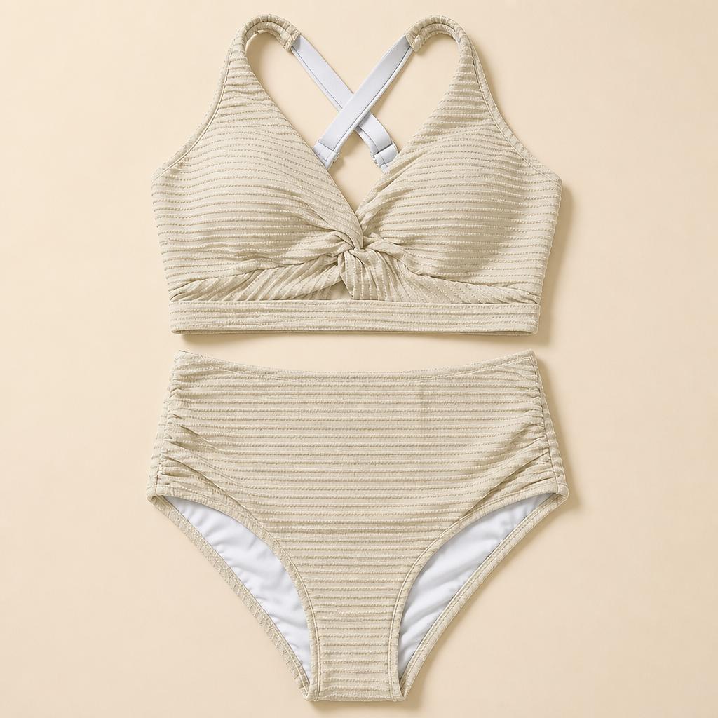 SerenaWave™ – High-Waist Twist-Front Smoothing Bikini Set