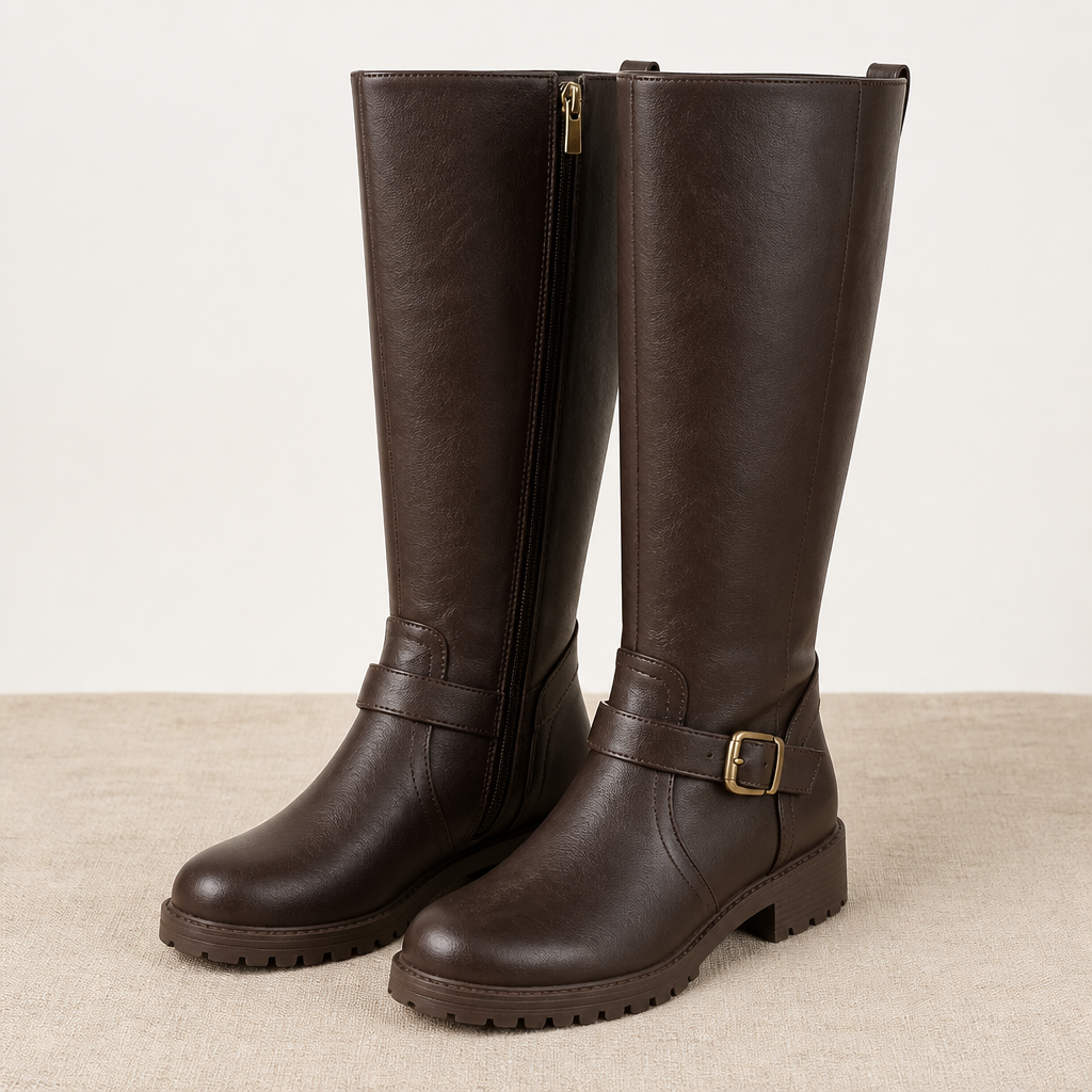 VeroStride™ – Classic Knee-High Riding Boots with Block Heel