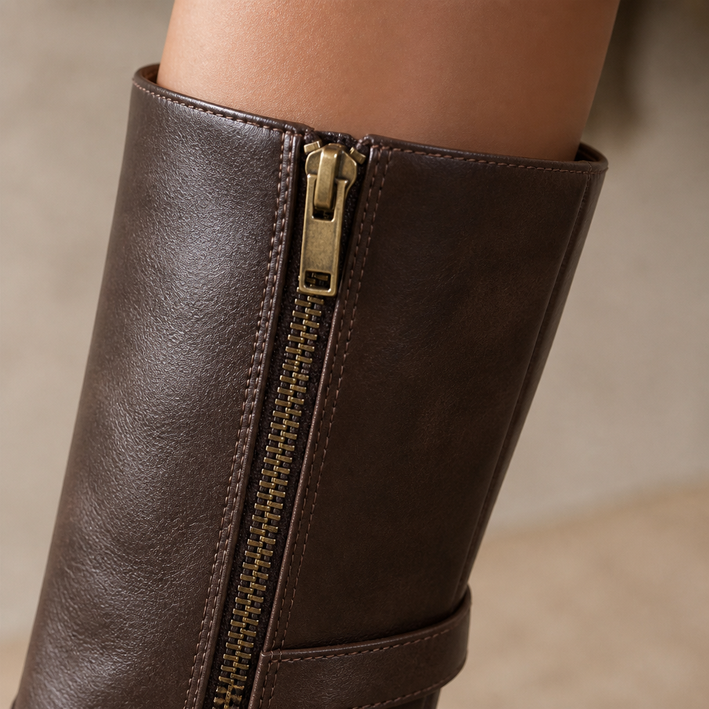 VeroStride™ – Classic Knee-High Riding Boots with Block Heel