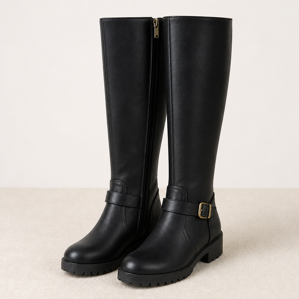 VeroStride™ – Classic Knee-High Riding Boots with Block Heel