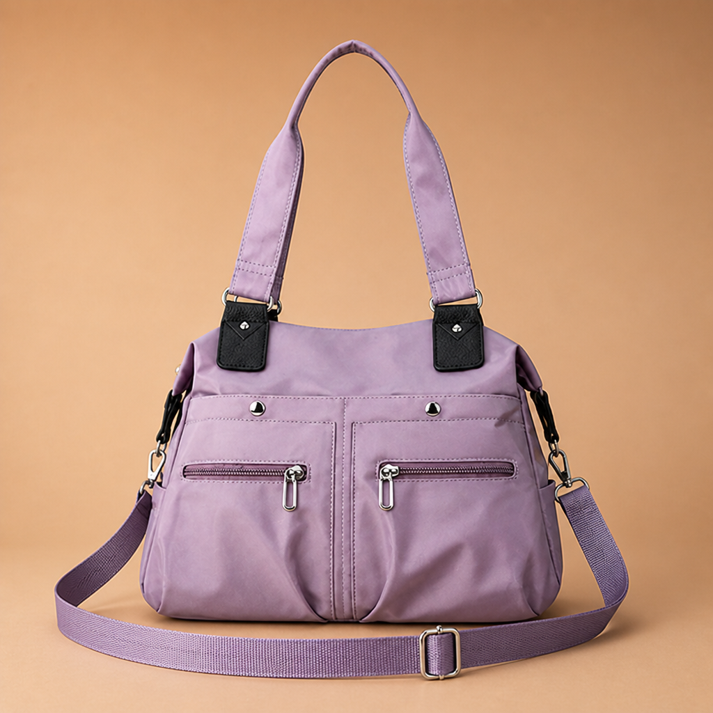 VeroStride™ – Soft Nylon Shoulder Bag with Detachable Crossbody Strap