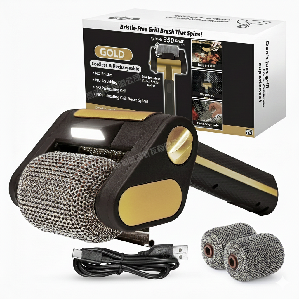 Stainless Steel Brush Electric Grill Cleaner with LED Illumination