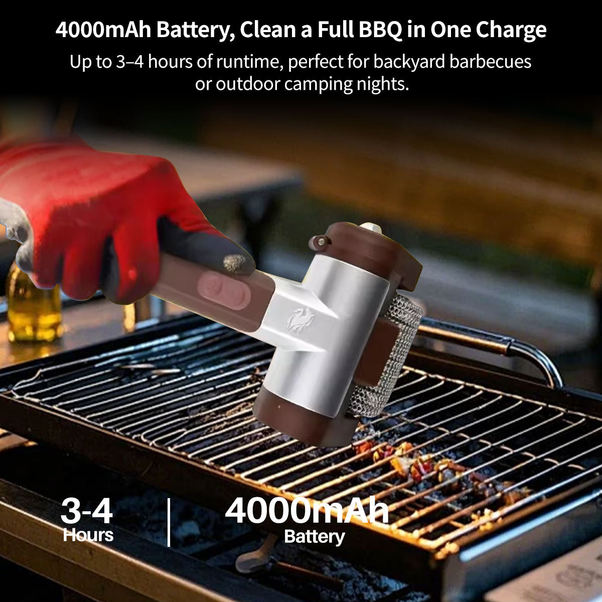Stainless Steel Brush Electric Grill Cleaner with LED Illumination