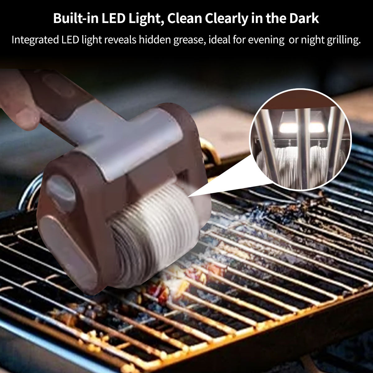 Stainless Steel Brush Electric Grill Cleaner with LED Illumination
