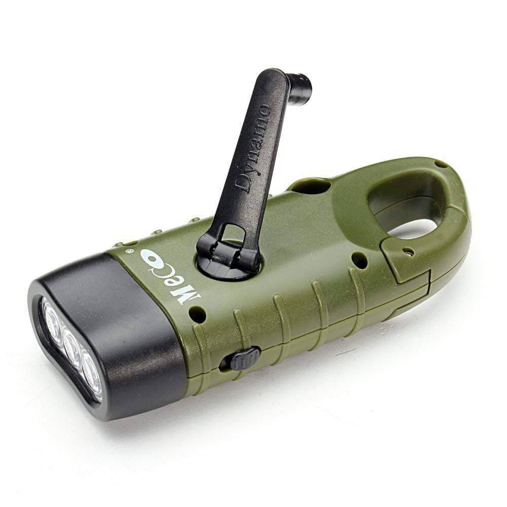 Solar-Powered LED Flashlight with Hand Crank for Emergencies