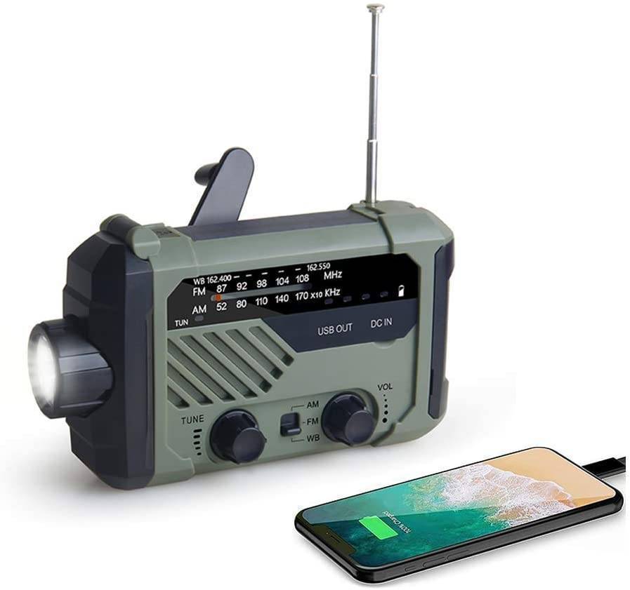 Hand Crank Solar Radio with Flashlight and Power Bank for Emergencies
