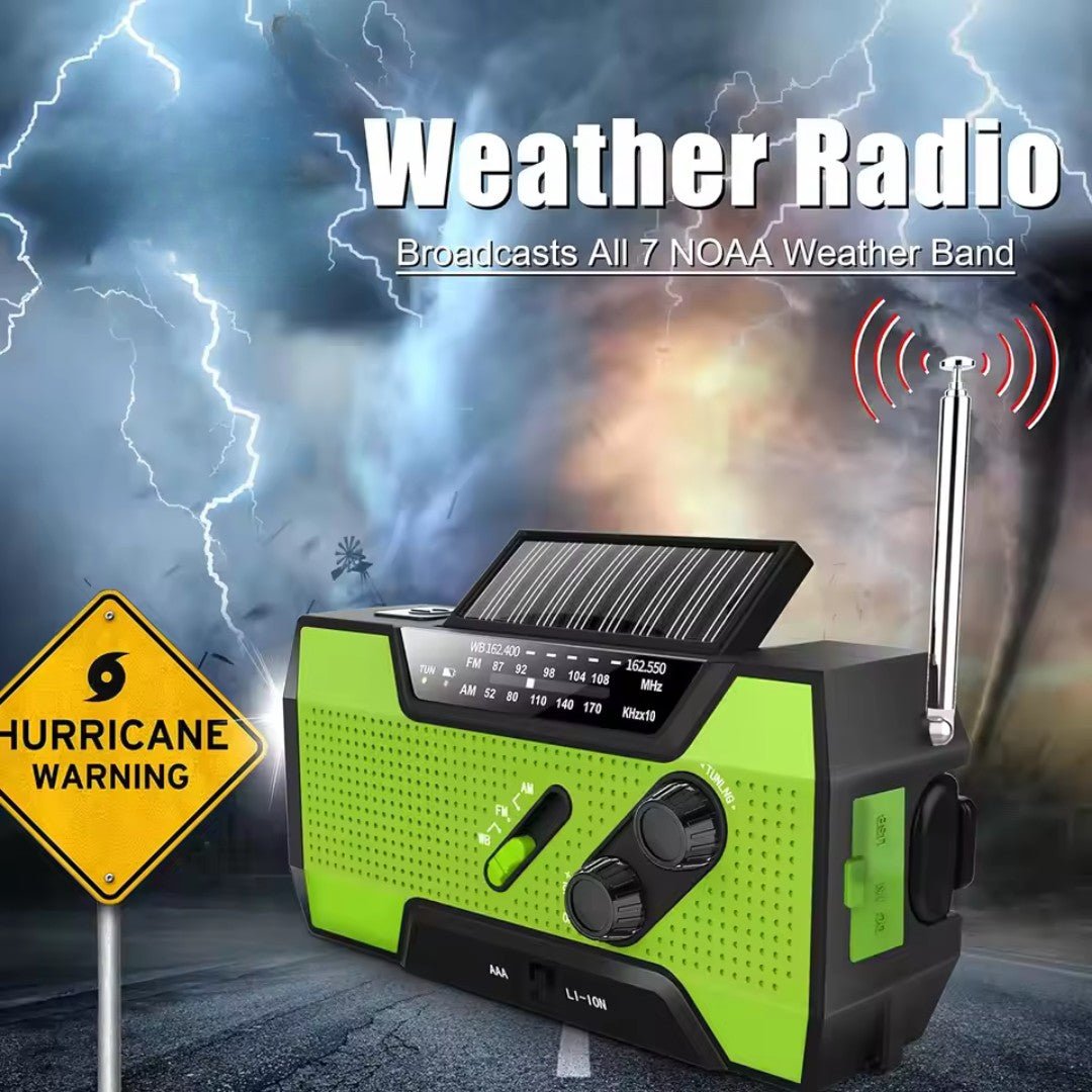 Hand Crank Weather Radio with Solar Power and 4000mAh Battery
