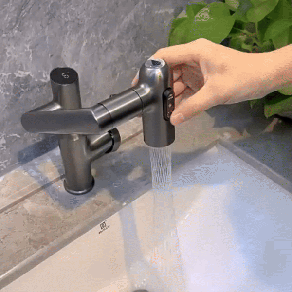 360-Degree Rotating Faucet with Height Adjustment and Temperature Indicator
