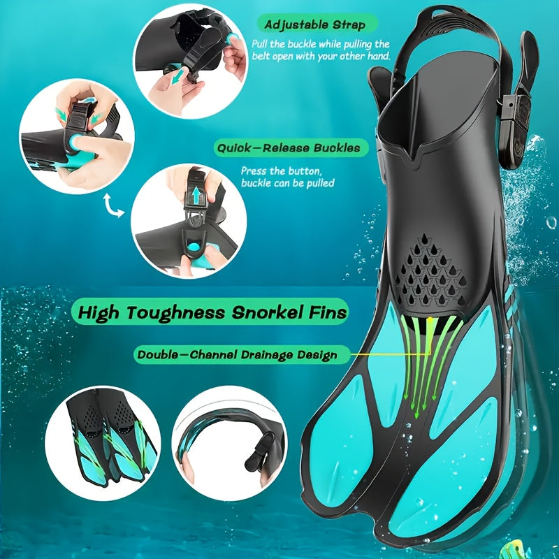 Adjustable Short Snorkel Fins with Open Heel