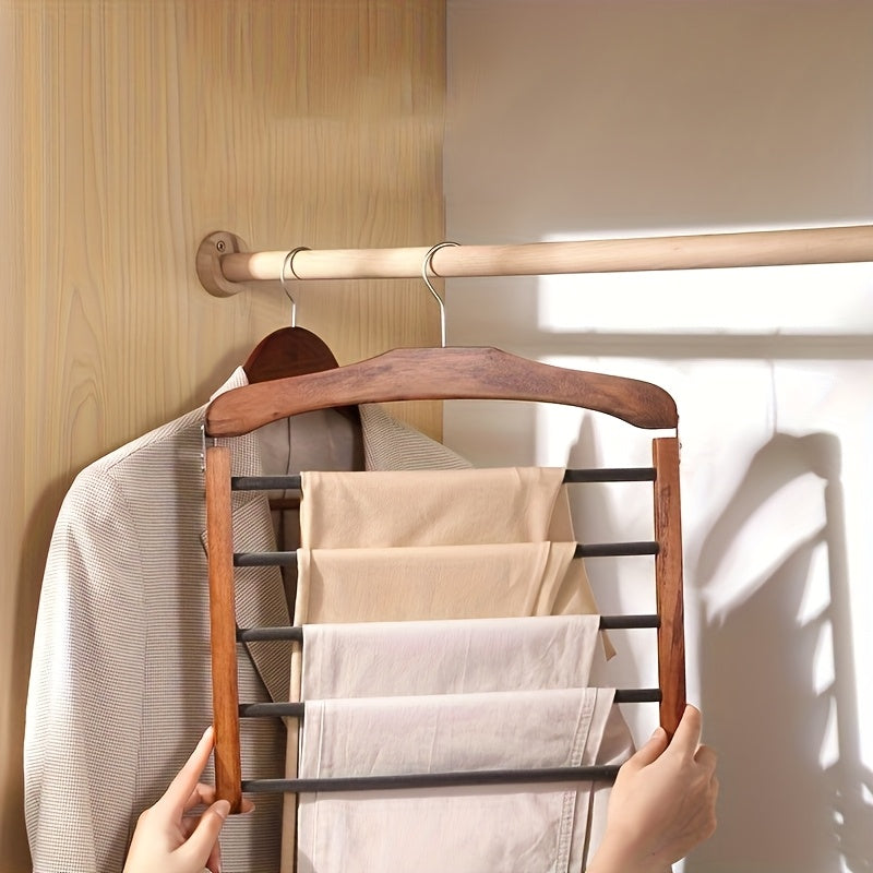 Set of 2 Multi-Layer Wooden Trouser Hangers