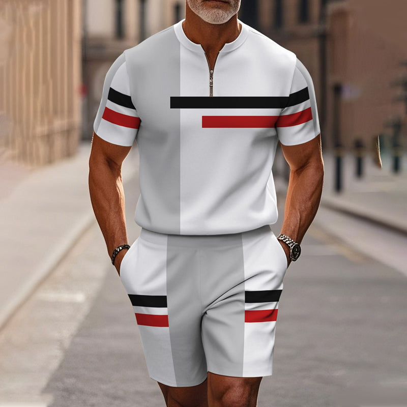 Marsten™ – Tailored Zip-Collar Shirt and Shorts Set for Men