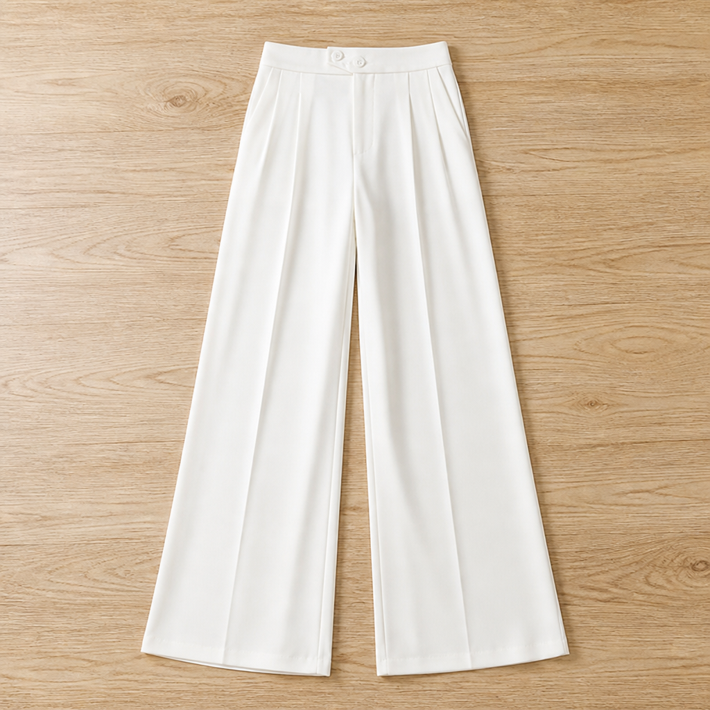 VivaLume™ – High-Waist Pleated Wide-Leg Trousers with Button Waist Detail