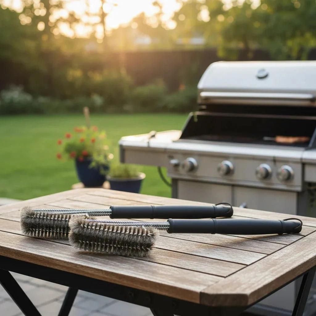 Stainless Steel BBQ Grill Grate Scrubber Brush | Eliminates Burnt Residue | Non-Slip Grip | FireScrub