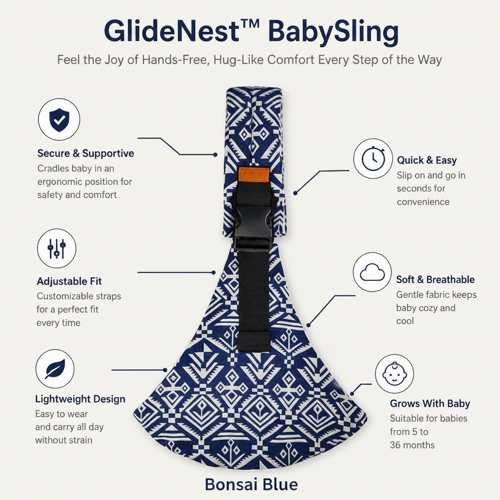 GlideNest™ BabySling — Feel the Joy of Hands-Free, Hug-Like Comfort Every Step of the Way