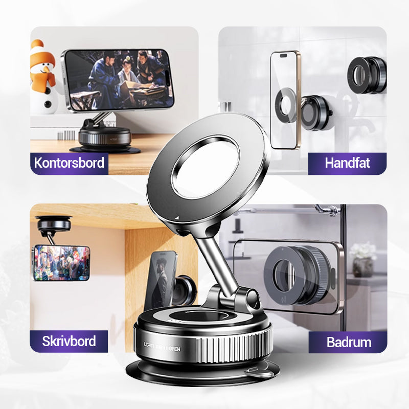 Magnetic Car Phone Mount with Vacuum Suction Power