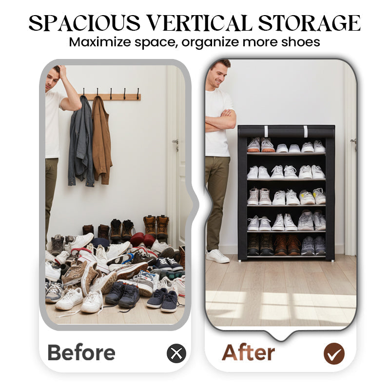 Freestanding Shoe Organizer | Dustproof Cover | No-Tool Assembly | ShoeGuard