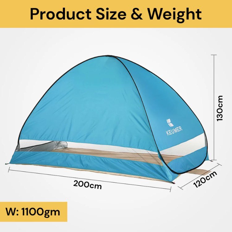 UV-Resistant Pop-Up Tent for Family Beach Outings with Wind Shield