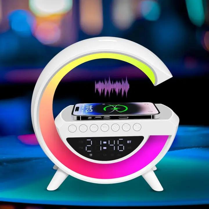 LED Clock Lamp with Alarm, Bluetooth Speaker & Wireless Charging Featu