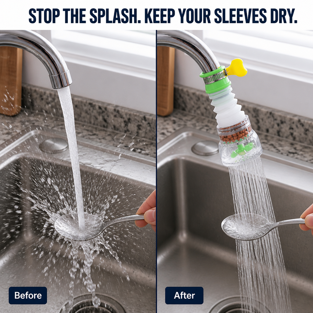 AquaPulse™ — Bend Your Faucet, Soften the Spray, End Countertop Splash