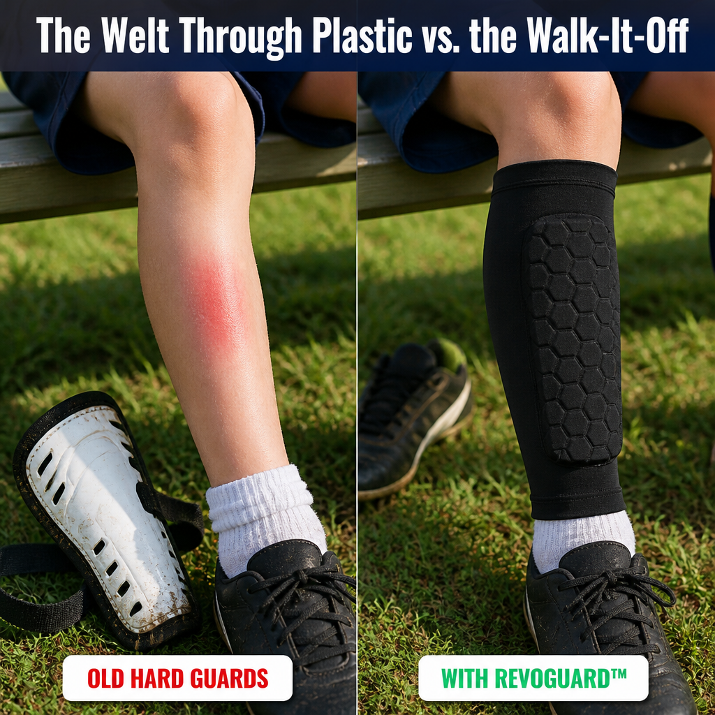 RevoGuard™ — Shield Young Shins From Every Tackle Without the Bulk or Slipping