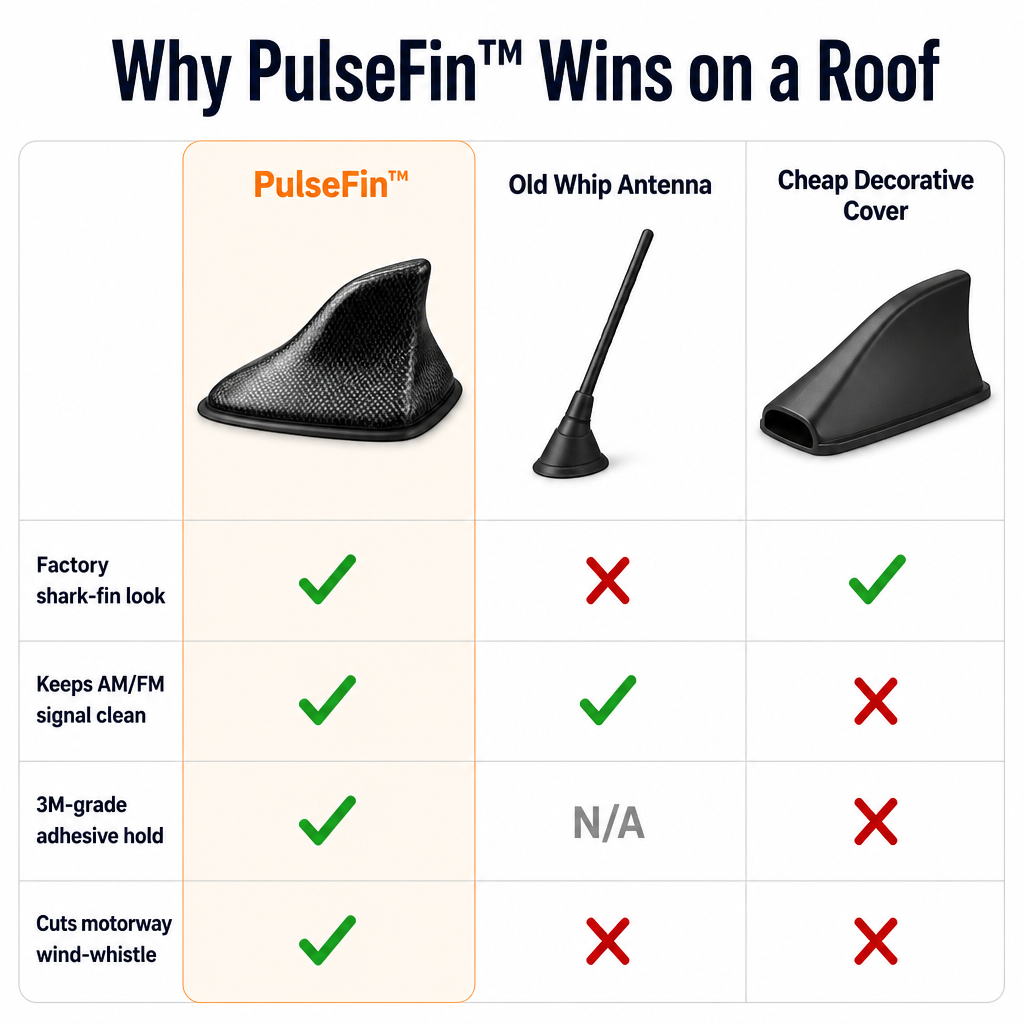 PulseFin™ — Swap Your Ugly Whip Antenna for That Clean Factory Shark-Fin Look