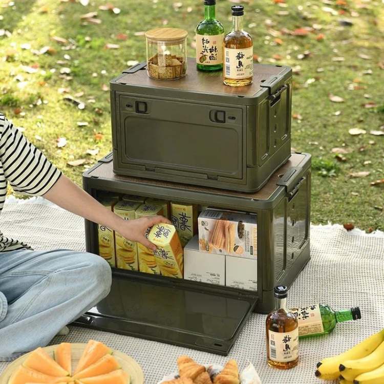 Outdoor Storage Bin with Cutting Board Top, Collapsible Design
