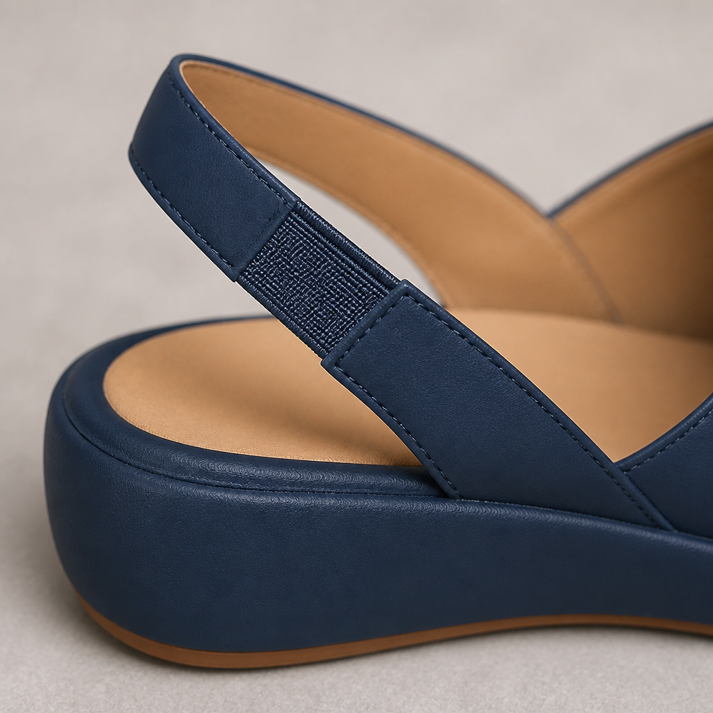 SerenStep™ – Cushioned Leather Slingback Wedge Sandals with Open Peep Toe