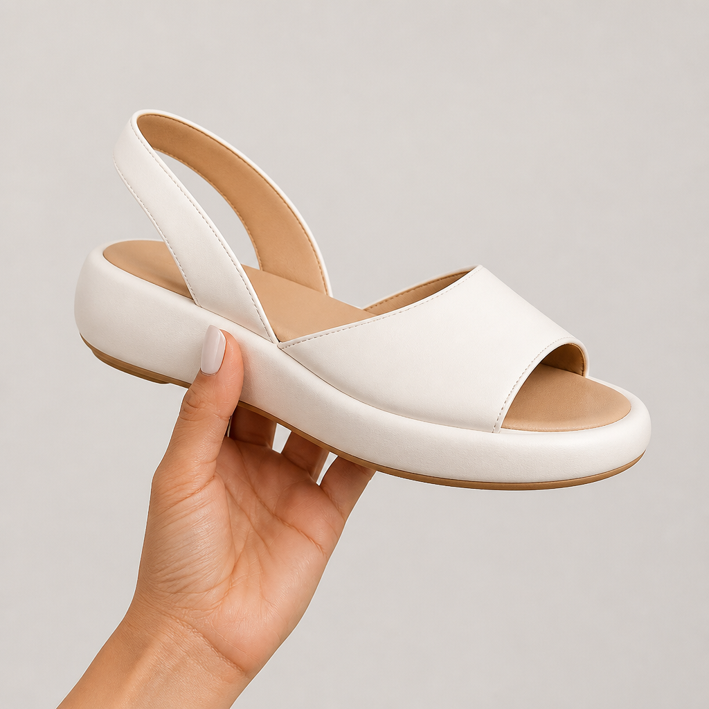 SerenStep™ – Cushioned Leather Slingback Wedge Sandals with Open Peep Toe