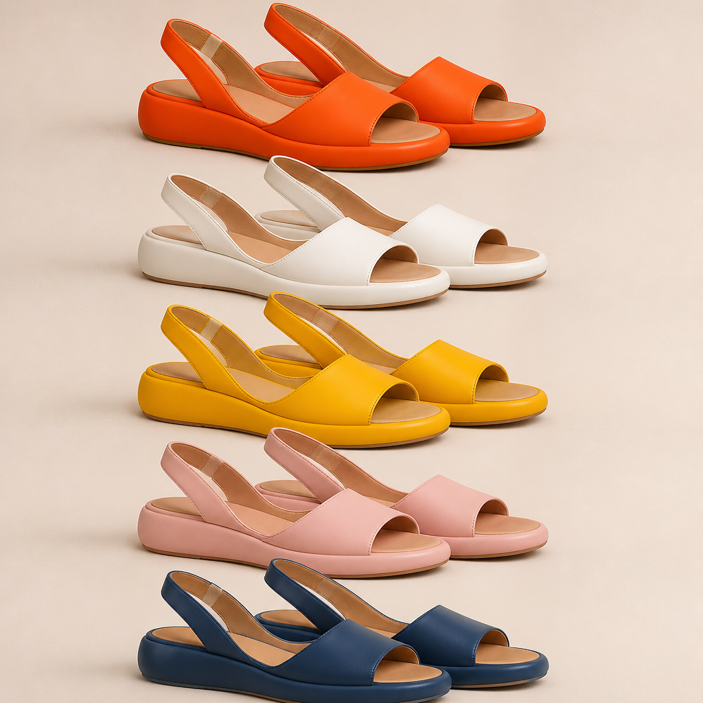 SerenStep™ – Cushioned Leather Slingback Wedge Sandals with Open Peep Toe
