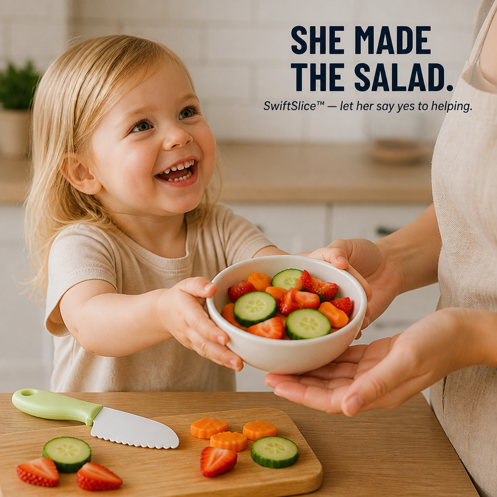 SwiftSlice™ — Let Your Toddler Slice Real Veggies Without Slicing Their Fingers