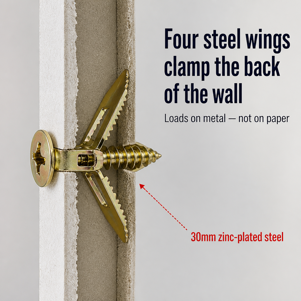 TitanFixx™ — Hammer-In Steel Anchors That Grip Drywall From the Back